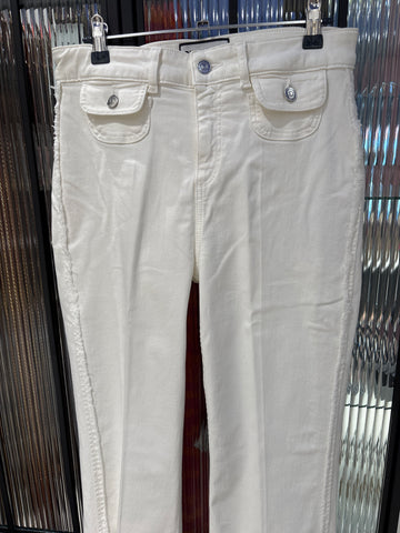 Jean flare bord franges blanc