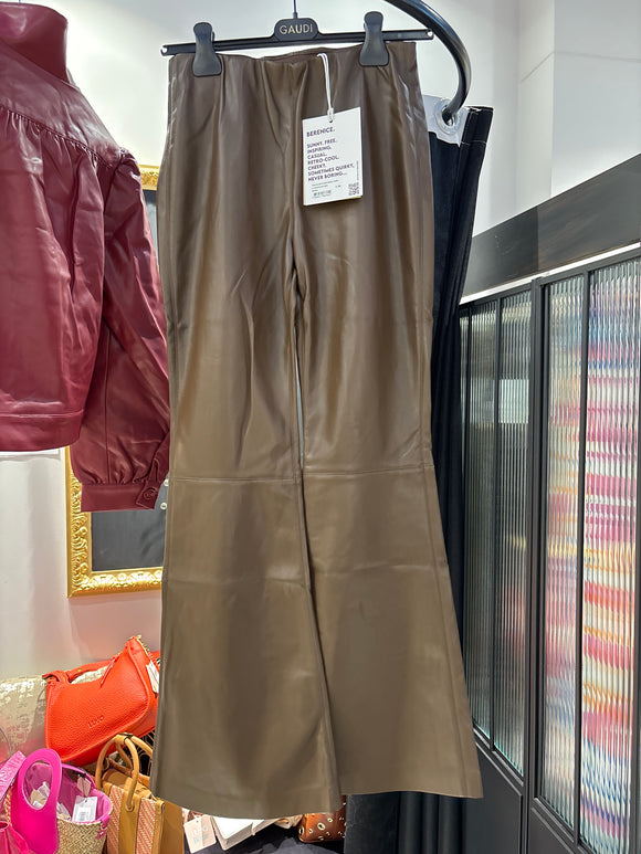 Pantalon flare similicuir Moka