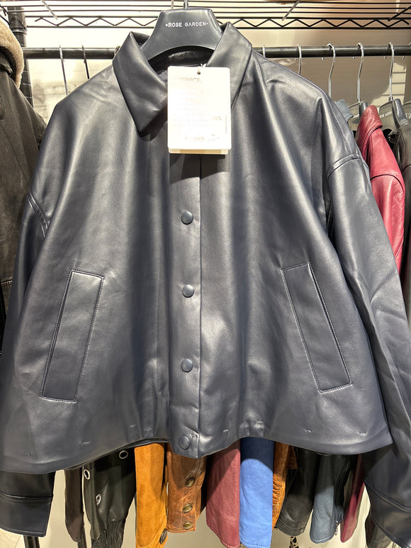 Veste courte similicuir marine