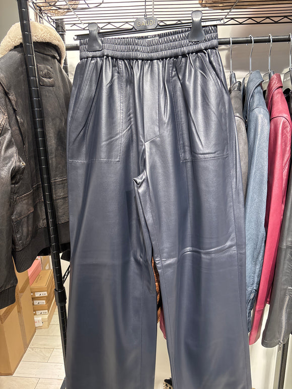 Pantalon similicuir marine