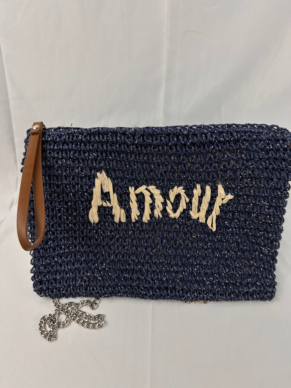 SAC PORTE TRAVERS PAILLE BRILLANTE "AMOUR" (SC8096)
