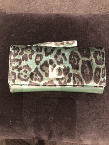Portefeuille Lola vert imprimé léopard