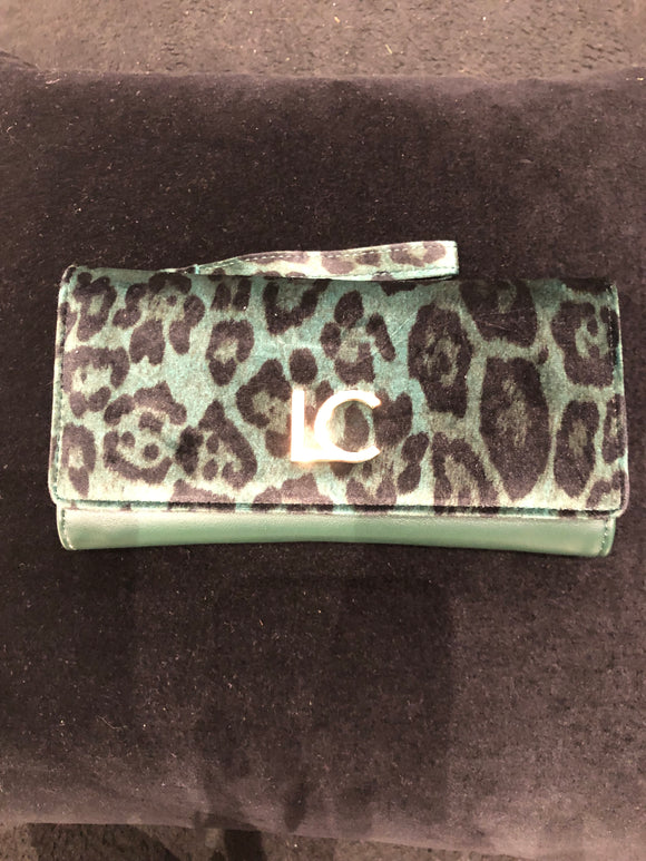 Portefeuille Lola vert imprimé léopard