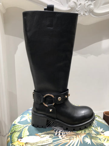 Bottes en cuir noir avec clous Lola Casademunt