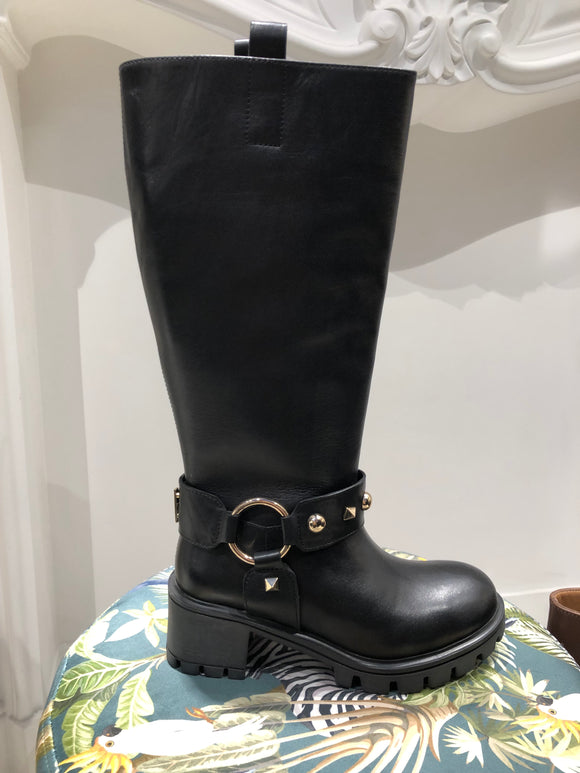 Bottes en cuir noir avec clous Lola Casademunt