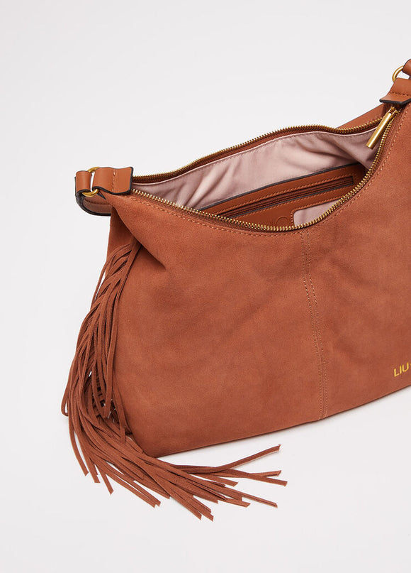 Sac porté épaule en daim à franges
