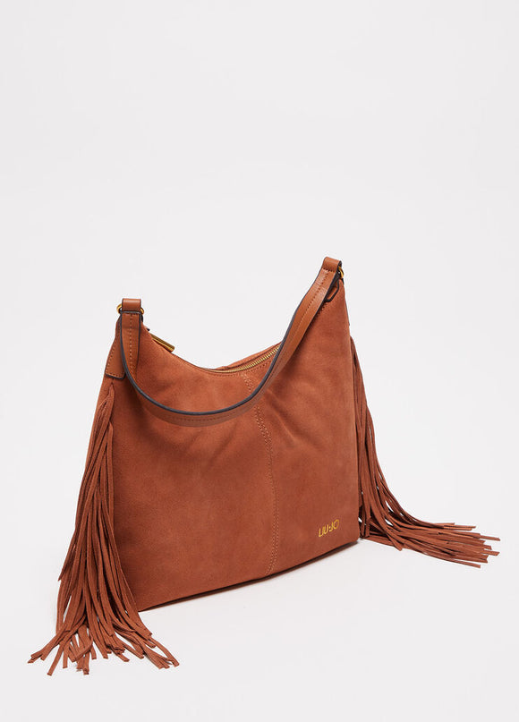 Sac porté épaule en daim à franges
