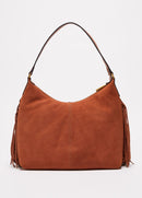 Sac porté épaule en daim à franges-6