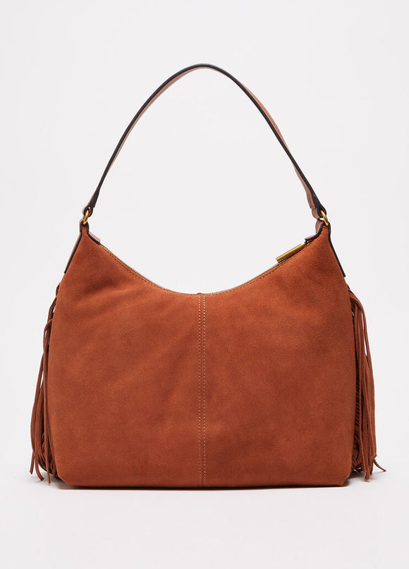 Sac porté épaule en daim à franges