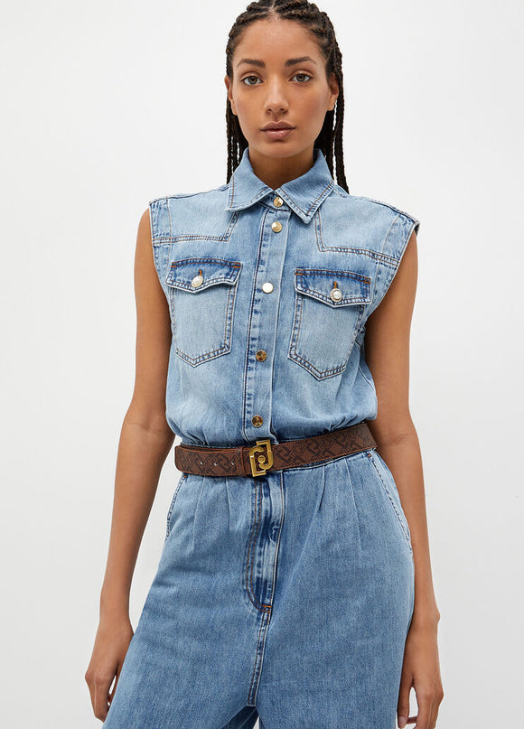 Ceinture dorée écoconçue à imprimé