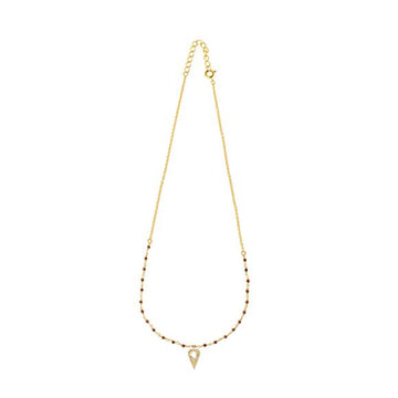 Collier chaine orné de perles de pierre – Or 18Kt
