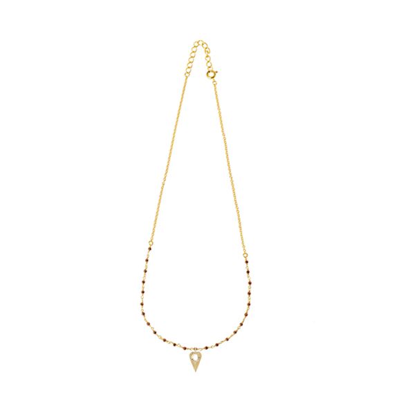 Collier chaine orné de perles de pierre – Or 18Kt