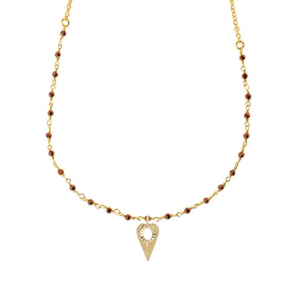Collier chaine orné de perles de pierre – Or 18Kt