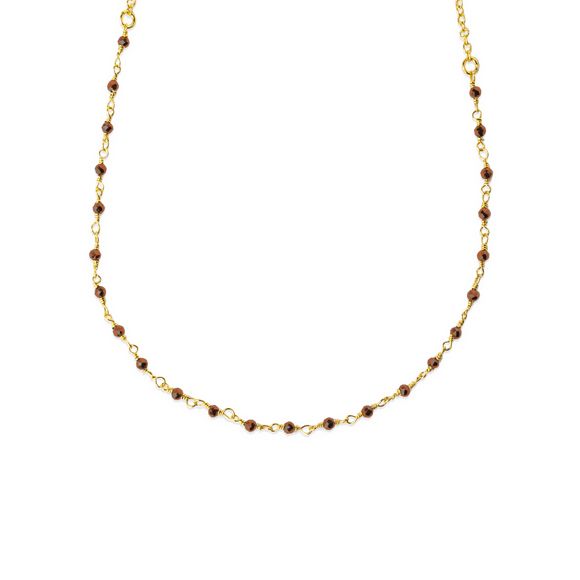 Collier chaine orné de perles de pierre – Or 18Kt