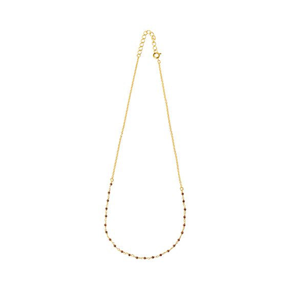 Collier chaine orné de perles de pierre – Or 18Kt