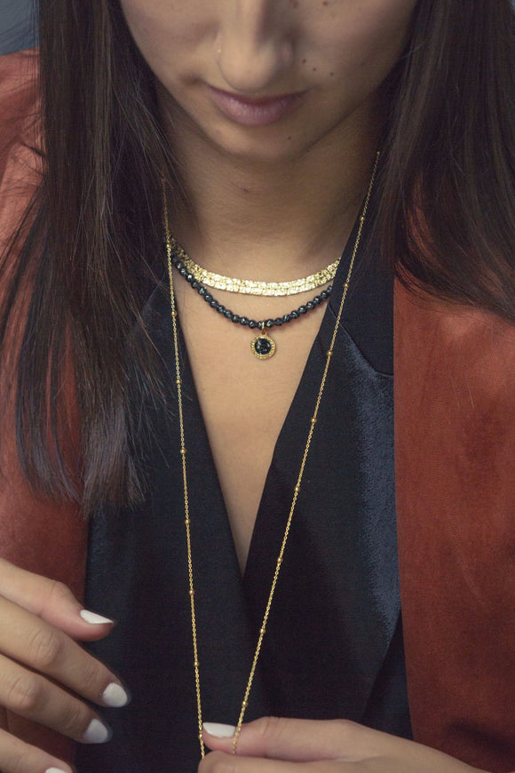 Collier chaine plate doré à l'or fin ou argenté