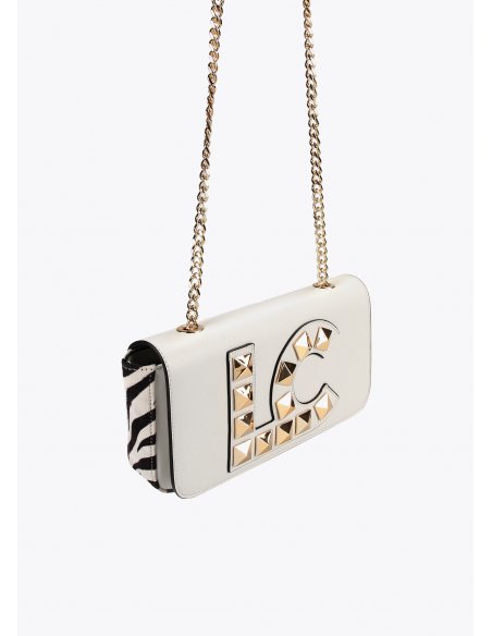 Besace blanche imprimée animal et logo clouté Lola Casademunt