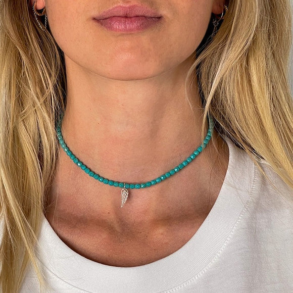 BRACELET-COLLIER 2 en 1 (2 TOURS ADO ET F TURQUOISE ANGEL)