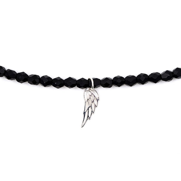 BRACELET-COLLIER 2 en 1 (2 TOURS ADO ET F NOIR MAT/TURQ ANGEL)