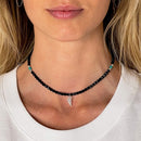 BRACELET-COLLIER 2 en 1 (2 TOURS ADO ET F NOIR MAT/TURQ ANGEL)-1