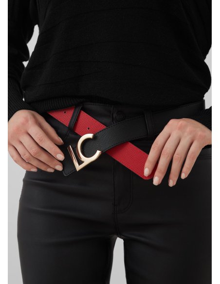 Ceinture réversible noire et rouge Lola Casademunt