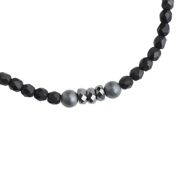 BRACELET-COLLIER 2 en 1 (6 TOURS F NOIR VERO)