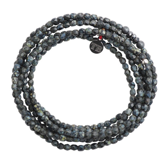 BRACELET-COLLIER 2 en 1 (6 TOURS F NOIR ROCK VERO)