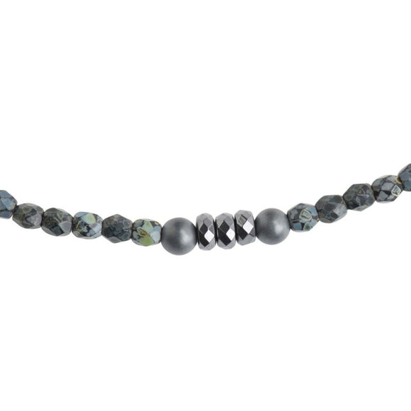 BRACELET-COLLIER 2 en 1 (6 TOURS F NOIR ROCK VERO)