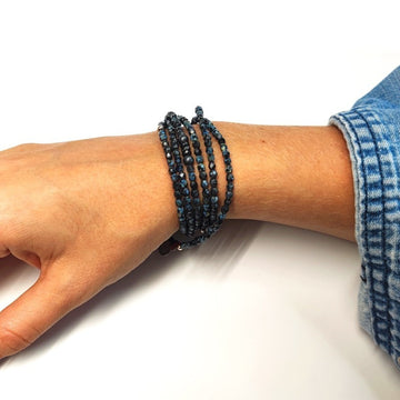 BRACELET-COLLIER 2 en 1 (6 TOURS F NOIR ROCK VERO)