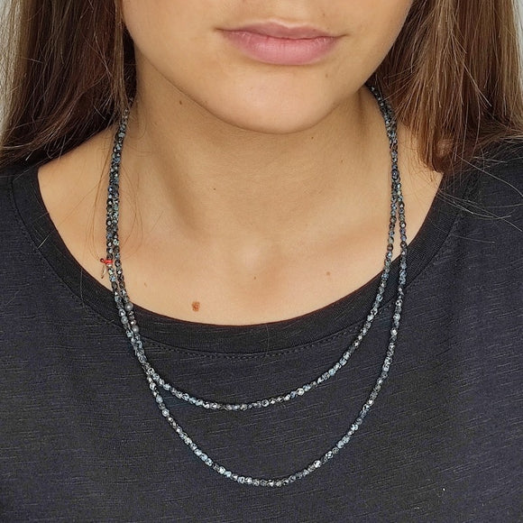 BRACELET-COLLIER 2 en 1 (6 TOURS F NOIR ROCK VERO)