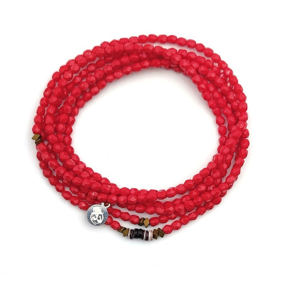 BRACELET-COLLIER (6 TOURS F ROUGE VIR)