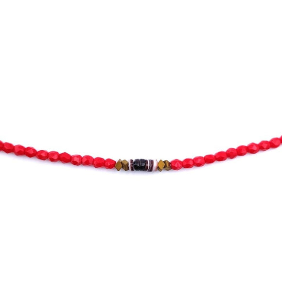 BRACELET-COLLIER (6 TOURS F ROUGE VIR)