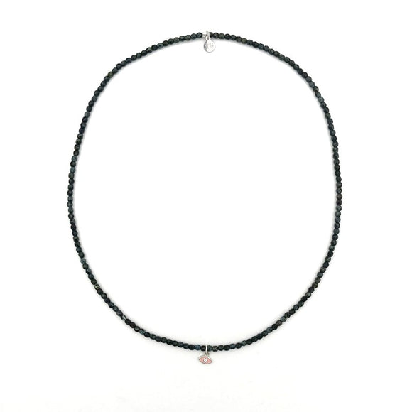 BRACELET-COLLIER 2 en 1 (3 TOURS NOIR ROCK PINK MATAKI)