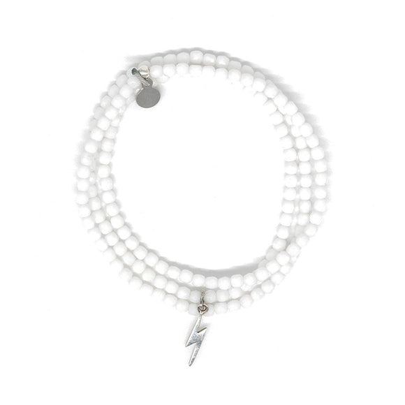 BRACELET-COLLIER 2 en 1 (3 TOURS F BLANC ECLAIR)