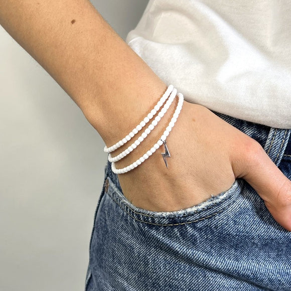 BRACELET-COLLIER 2 en 1 (3 TOURS F BLANC ECLAIR)