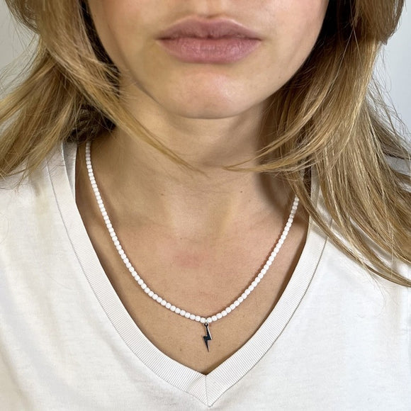 BRACELET-COLLIER 2 en 1 (3 TOURS F BLANC ECLAIR)