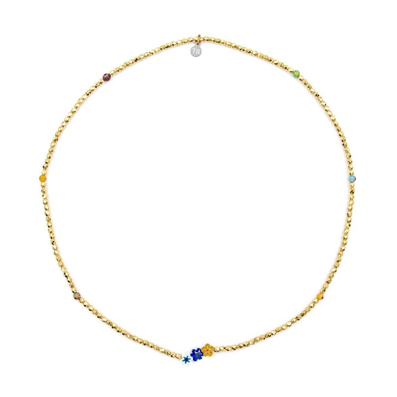 BRACELET-COLLIER 2 en 1 (3 TOURS F GOLD GOLD MILLEFIORI)
