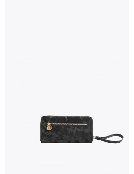 Grand portefeuille noir imprimé camouflage Lola Casademunt