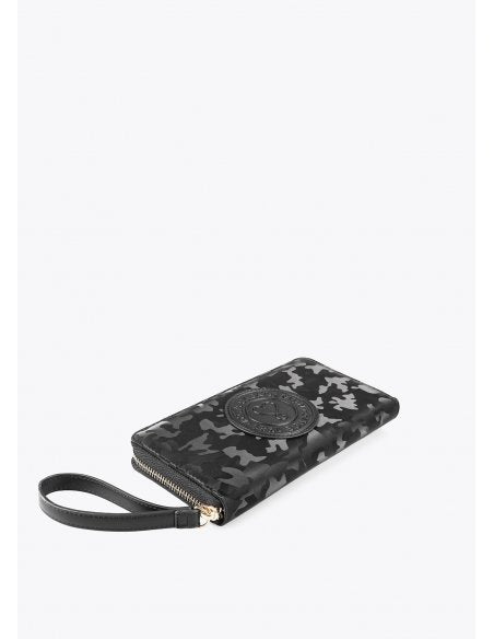 Grand portefeuille noir imprimé camouflage Lola Casademunt