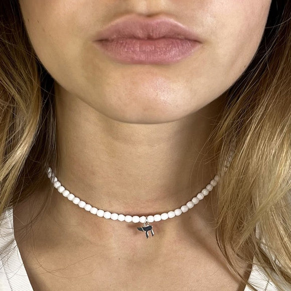 BRACELET-COLLIER 2 en 1 (2 TOURS ADO ET F BLANC HAI)