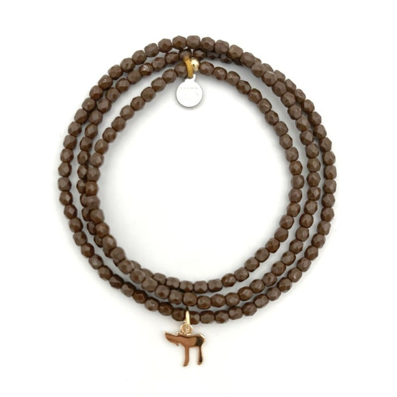 BRACELET-COLLIER 2 en 1 (3 TOURS F CHOCOLAT HAI GOLD)
