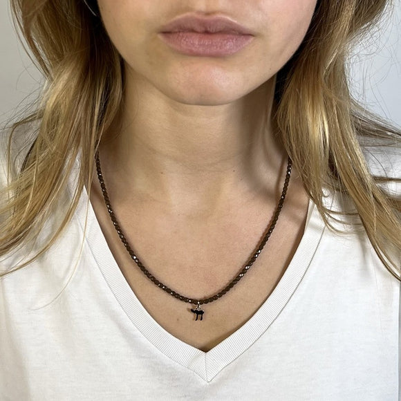 BRACELET-COLLIER 2 en 1 (3 TOURS F CHOCOLAT HAI GOLD)