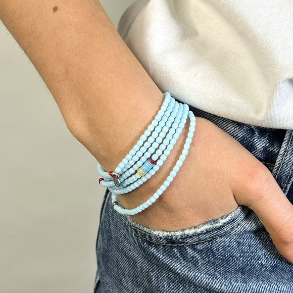 BRACELET-COLLIER 2 en 1 (6 TOURS F BLEU CIEL JOANNA)