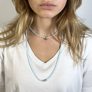 BRACELET-COLLIER 2 en 1 (6 TOURS F BLEU CIEL JOANNA)