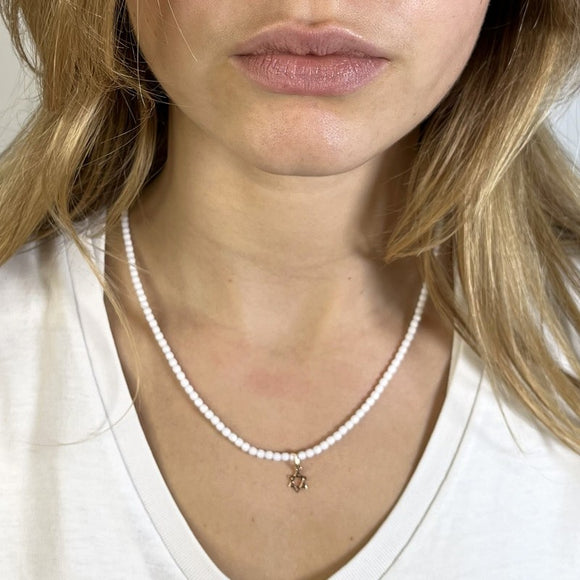 BRACELET-COLLIER 2 en 1 (3 TOURS F BLANC MAGUEN GOLD)