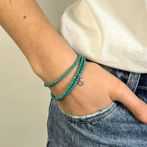 BRACELET-COLLIER 2 en 1 (3 TOURS F TURQUOISE PERSIAN MAGUEN)