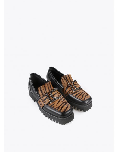 Mocassin LC avec diamants et poils d'animaux Lola Casademunt