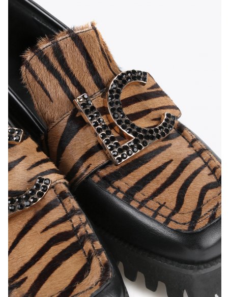 Mocassin LC avec diamants et poils d'animaux Lola Casademunt