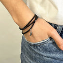 BRACELET-COLLIER 2 en 1 (3 TOURS F NOIR MAT PLUME NEW)-3