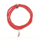 BRACELET-COLLIER 2 en 1 (3 TOURS F ROUGE PLUME NEW)-5